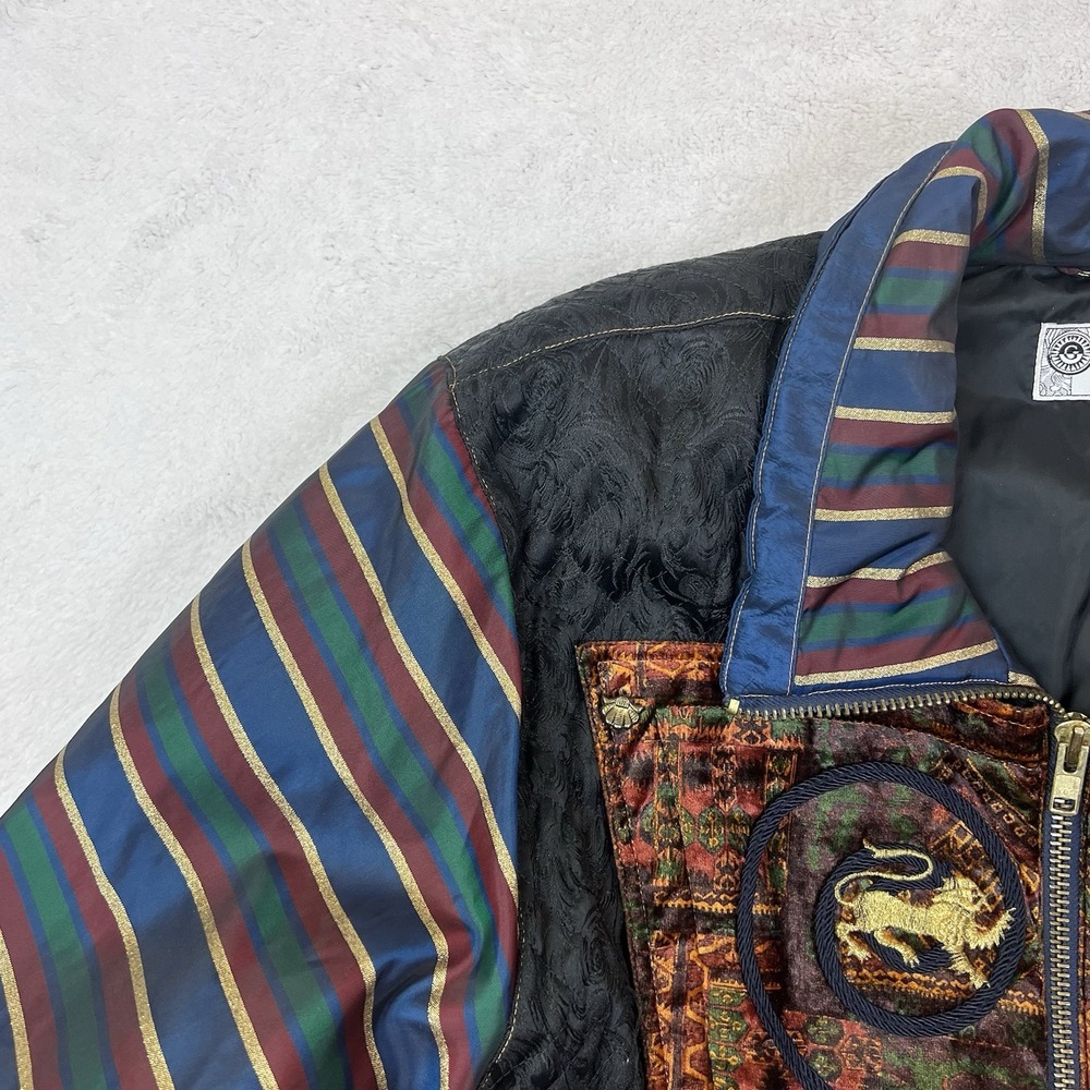 J Gallery Asian Inspired Dragon Coat Jacket Women's Size Medium Pockets Lined - Picture 12 of 12